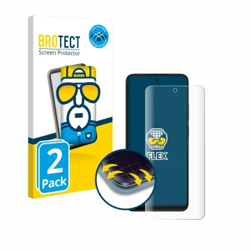 Parte frontale di una confezione del prodotto con il logo del marchio BROTECT. Accanto è raffigurato il dispositivo Motorola M