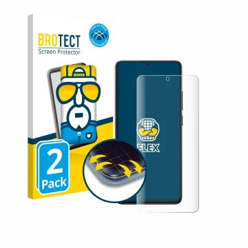 Parte frontale di una confezione del prodotto con il logo del marchio BROTECT. Accanto è raffigurato il dispositivo Xiaomi Poc