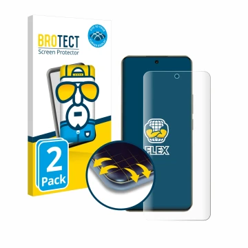 Parte frontale di una confezione del prodotto con il logo del marchio BROTECT. Accanto è raffigurato il dispositivo realme 14 