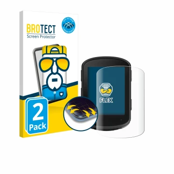 Parte frontale di una confezione del prodotto con il logo del marchio BROTECT. Accanto è raffigurato il dispositivo Garmin Edg