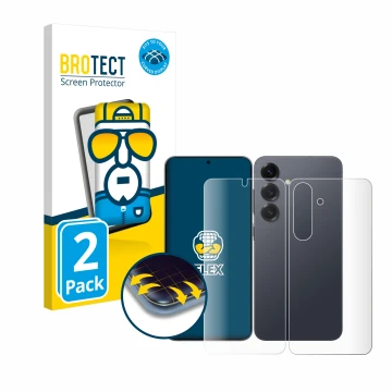 Parte frontale di una confezione del prodotto con il logo del marchio BROTECT. Accanto è raffigurato il dispositivo Samsung Ga