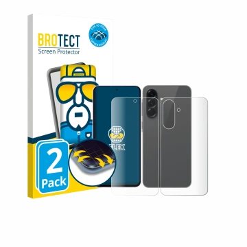 Parte frontale di una confezione del prodotto con il logo del marchio BROTECT. Accanto è raffigurato il dispositivo Samsung Ga