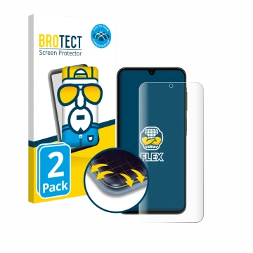 Parte frontale di una confezione del prodotto con il logo del marchio BROTECT. Accanto è raffigurato il dispositivo Samsung Ga