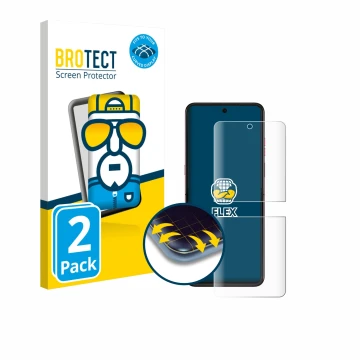 Parte frontale di una confezione del prodotto con il logo del marchio BROTECT. Accanto è raffigurato il dispositivo Motorola R