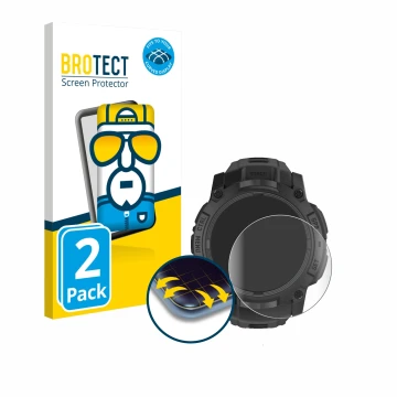 Parte frontale di una confezione del prodotto con il logo del marchio BROTECT. Accanto è raffigurato il dispositivo Garmin Ins