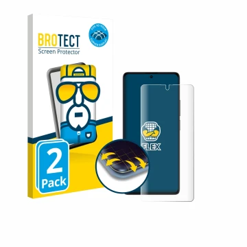 Parte frontale di una confezione del prodotto con il logo del marchio BROTECT. Accanto è raffigurato il dispositivo Xiaomi Poc