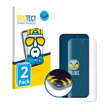 Parte frontale di una confezione del prodotto con il logo del marchio BROTECT. Accanto è raffigurato il dispositivo Google Pix