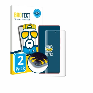 Parte frontale di una confezione del prodotto con il logo del marchio BROTECT. Accanto è raffigurato il dispositivo Infinix No