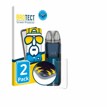 Parte frontale di una confezione del prodotto con il logo del marchio BROTECT. Accanto è raffigurato il dispositivo Vaporesso 