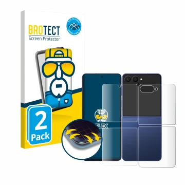 Parte frontale di una confezione del prodotto con il logo del marchio BROTECT. Accanto è raffigurato il dispositivo Samsung Ga