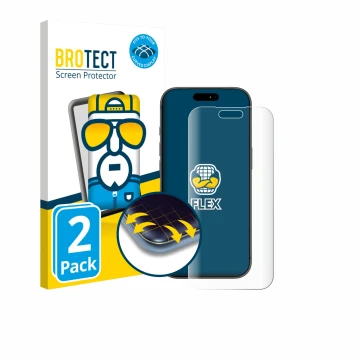 Parte frontale di una confezione del prodotto con il logo del marchio BROTECT. Accanto è raffigurato il dispositivo Apple iPho