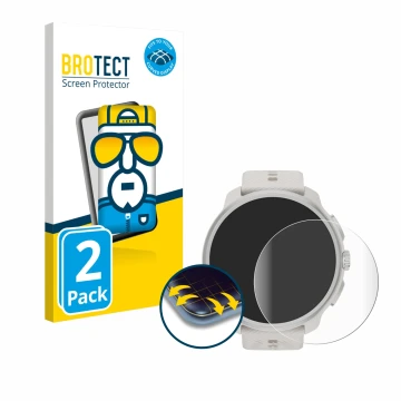 Parte frontale di una confezione del prodotto con il logo del marchio BROTECT. Accanto è raffigurato il dispositivo Suunto Rac