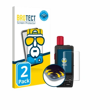 Parte frontale di una confezione del prodotto con il logo del marchio BROTECT. Accanto è raffigurato il dispositivo Garmin GPS