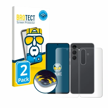 Parte frontale di una confezione del prodotto con il logo del marchio BROTECT. Accanto è raffigurato il dispositivo Samsung Ga