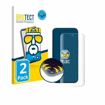 Parte frontale di una confezione del prodotto con il logo del marchio BROTECT. Accanto è raffigurato il dispositivo Xiaomi 17 