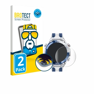 Parte frontale di una confezione del prodotto con il logo del marchio BROTECT. Accanto è raffigurato il dispositivo Huawei Wat