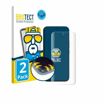 Parte frontale di una confezione del prodotto con il logo del marchio BROTECT. Accanto è raffigurato il dispositivo Xiaomi Red