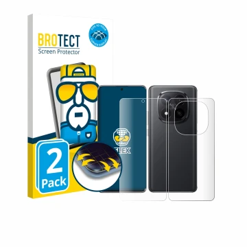 Parte frontale di una confezione del prodotto con il logo del marchio BROTECT. Accanto è raffigurato il dispositivo Xiaomi Red