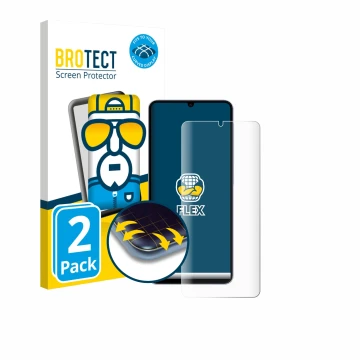 Parte frontale di una confezione del prodotto con il logo del marchio BROTECT. Accanto è raffigurato il dispositivo Samsung Ga