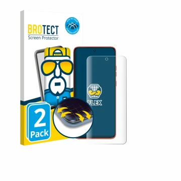 Parte frontale di una confezione del prodotto con il logo del marchio BROTECT. Accanto è raffigurato il dispositivo Motorola E
