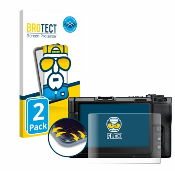 Parte frontale di una confezione del prodotto con il logo del marchio BROTECT. Accanto è raffigurato il dispositivo Nikon ZR 2