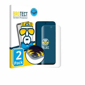 Parte frontale di una confezione del prodotto con il logo del marchio BROTECT. Accanto è raffigurato il dispositivo Oppo A6t 4