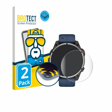 Parte frontale di una confezione del prodotto con il logo del marchio BROTECT. Accanto è raffigurato il dispositivo Garmin qua