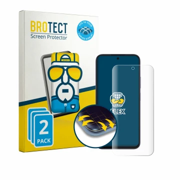 Parte frontale di una confezione del prodotto con il logo del marchio BROTECT. Accanto è raffigurato il dispositivo Oppo A6k c