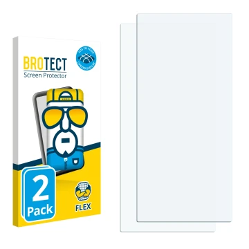 Parte frontale di una confezione del prodotto con il logo del marchio BROTECT. Accanto si trova la protezione per lo schermo c