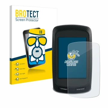 Parte frontale di una confezione del prodotto con il logo del marchio BROTECT. Accanto è raffigurato il dispositivo Garmin Edg