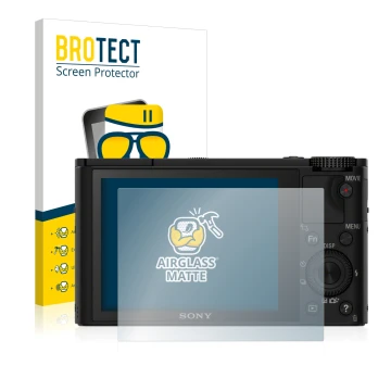 Parte frontale di una confezione del prodotto con il logo del marchio BROTECT. Accanto è raffigurato il dispositivo Sony Cyber