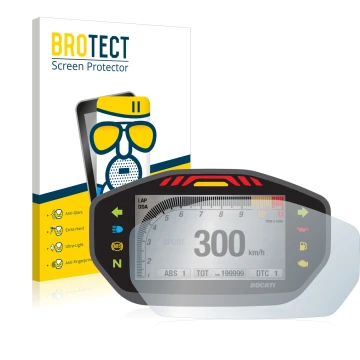 Parte frontale di una confezione del prodotto con il logo del marchio BROTECT. Accanto è raffigurato il dispositivo Ducati Mon