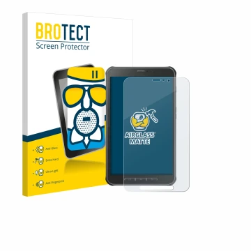 Parte frontale di una confezione del prodotto con il logo del marchio BROTECT. Accanto è raffigurato il dispositivo Samsung Ga