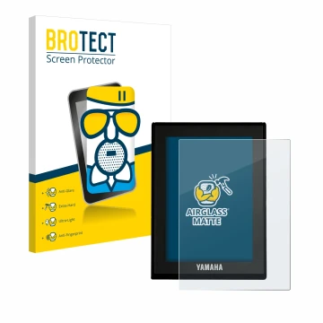 Parte frontale di una confezione del prodotto con il logo del marchio BROTECT. Accanto è raffigurato il dispositivo Yamaha LCD