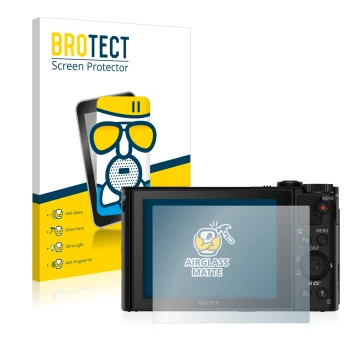 Parte frontale di una confezione del prodotto con il logo del marchio BROTECT. Accanto è raffigurato il dispositivo Sony Cyber
