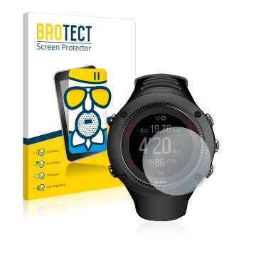 Parte frontale di una confezione del prodotto con il logo del marchio BROTECT. Accanto è raffigurato il dispositivo Suunto Amb