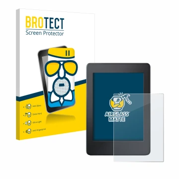 Parte frontale di una confezione del prodotto con il logo del marchio BROTECT. Accanto è raffigurato il dispositivo Amazon Kin