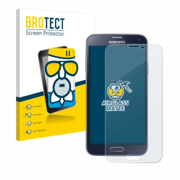Parte frontale di una confezione del prodotto con il logo del marchio BROTECT. Accanto è raffigurato il dispositivo Samsung Ga