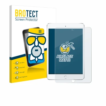 Parte frontale di una confezione del prodotto con il logo del marchio BROTECT. Accanto è raffigurato il dispositivo Apple iPad