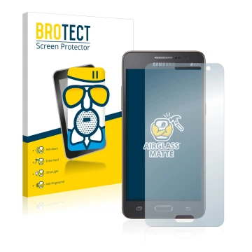 Parte frontale di una confezione del prodotto con il logo del marchio BROTECT. Accanto è raffigurato il dispositivo Samsung Ga