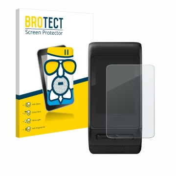 Parte frontale di una confezione del prodotto con il logo del marchio BROTECT. Accanto è raffigurato il dispositivo Garmin viv