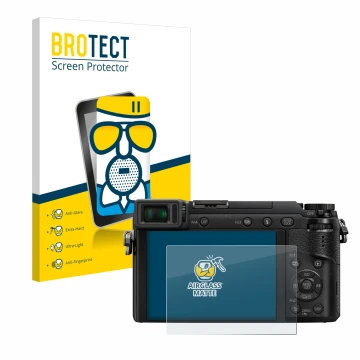 Parte frontale di una confezione del prodotto con il logo del marchio BROTECT. Accanto è raffigurato il dispositivo Panasonic 