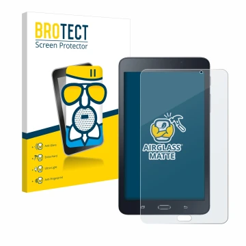 Parte frontale di una confezione del prodotto con il logo del marchio BROTECT. Accanto è raffigurato il dispositivo Samsung Ga