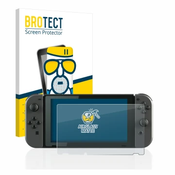 Parte frontale di una confezione del prodotto con il logo del marchio BROTECT. Accanto è raffigurato il dispositivo Nintendo S