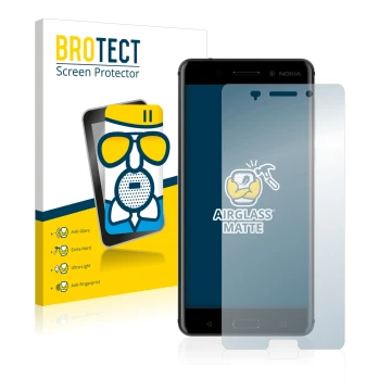 Parte frontale di una confezione del prodotto con il logo del marchio BROTECT. Accanto è raffigurato il dispositivo Nokia 6 20