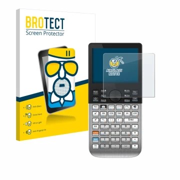 Parte frontale di una confezione del prodotto con il logo del marchio BROTECT. Accanto è raffigurato il dispositivo HP Prime c