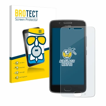 Parte frontale di una confezione del prodotto con il logo del marchio BROTECT. Accanto è raffigurato il dispositivo Motorola M