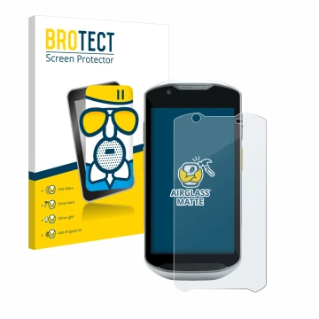 Parte frontale di una confezione del prodotto con il logo del marchio BROTECT. Accanto è raffigurato il dispositivo Zebra TC56