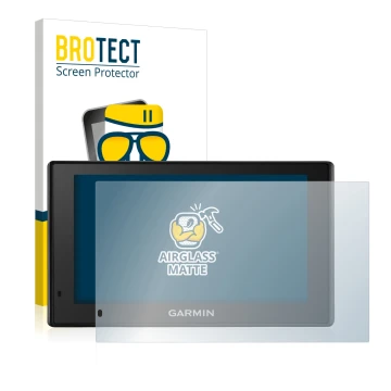 Parte frontale di una confezione del prodotto con il logo del marchio BROTECT. Accanto è raffigurato il dispositivo Garmin Dri