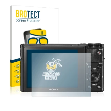 Parte frontale di una confezione del prodotto con il logo del marchio BROTECT. Accanto è raffigurato il dispositivo Sony Cyber